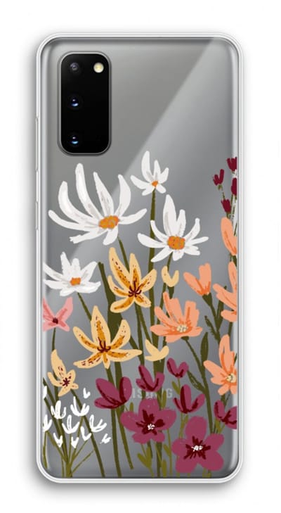 Case Company® - Hoesje geschikt voor Samsung Galaxy S20 hoesje - Painted wildflowers - Soft Cover Telefoonhoesje - Bescherming aan alle Kanten en Schermrand