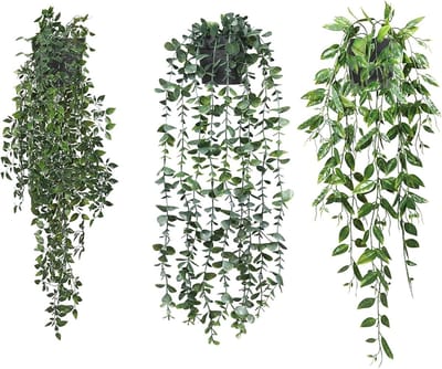 Hangende Kunstplanten Set van 3, Eucalyptus Bladeren, Onderhoudsvrije Planten voor Binnen en Buiten, Perfect voor Woonkamer, Tuin en Balkon