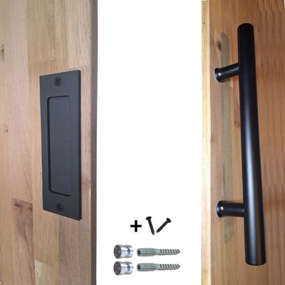 Hoexs Zwarte Schuifdeurgreep - 40cm - Dubbelzijdig Greep - Handgreep Schuifdeur Kom - Deurgreep