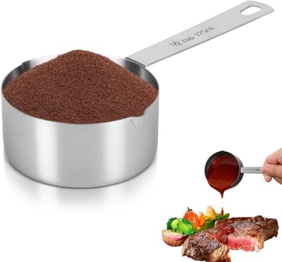 Dailygoods- Meetbeker Roestvrij Staal - Maatbeker 1 Liter - Maatbeker Set - Maatbeker Klein - Maatbeker Met Deksel - Keukenaccessoires