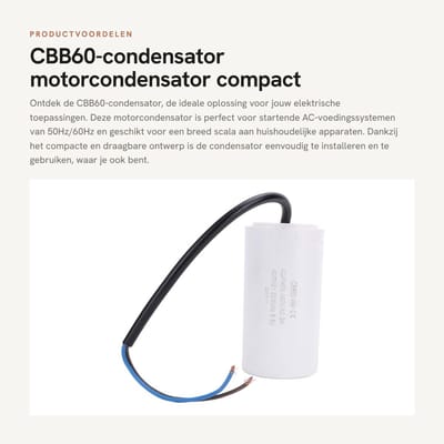 Dailygoods - CBB60-condensator - motorcondensator - compact en draagbaar - 40uF 450V - ideaal voor start AC-voedingssysteem - geschikt voor diverse hu...