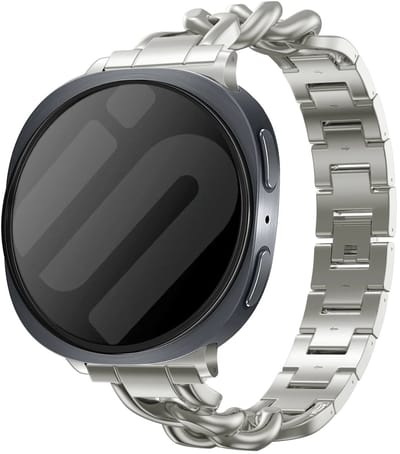 Strap-it Chain bandje geschikt voor Samsung Galaxy Watch 9 (40/44mm) / Watch 8 (40/44mm) / 8 Classic (46mm) - sterrenlicht / starlight