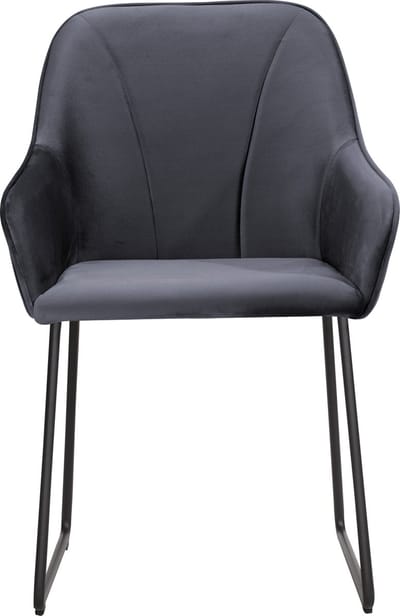 Soof&Tess - Genoa U leg Eetkamerstoel - Antraciet - Fluweel - Velvet - Industrieel - Met armleuning - Easy Clean Stoffen - Hoge Kwaliteit