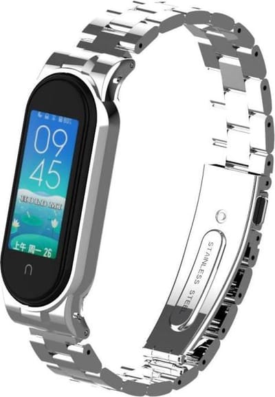 Strap-it Stalen schakel bandje - geschikt voor Xiaomi Mi Band 5 / Mi Band 6 - zilver