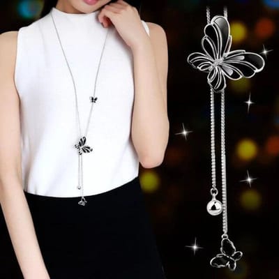 Sneeuwvlok Zircon Lange Ketting voor Vrouwen Mode Zilverkleurige Kristal Maxi Kettingen & Hangers Statement Collier Sieraden white
