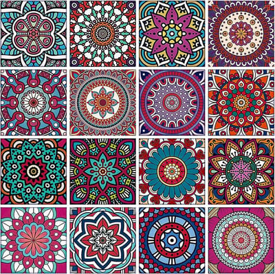 Kleurige zelfklevende tegelstickers voor badkamer en keuken - 32 stuks, 15 x 15 cm, decoratieve antifouling wanddecoratie voor woonkamer en hal