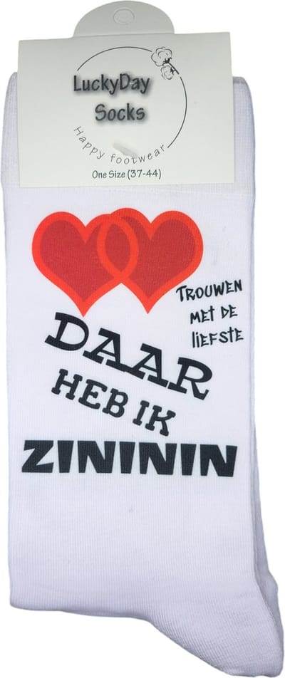 Zininin - Trouwen Sokken - Sokken bruidegom - Bruiloft - Huwelijk - Trouwfeest - Huwelijk - Witte sokken met tekst - grappige sokken - leuke heren sokken - Sokken waar je vrolijk van wordt - Maat 37-44