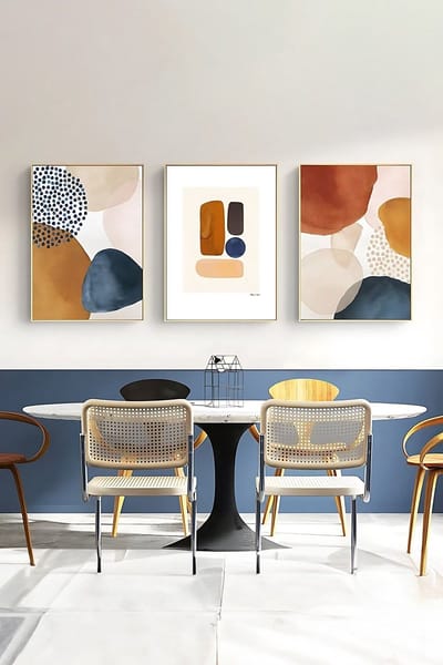 Asir - Decoratief ingelijst MDF-schilderij (3 stuks) - Veelkleurig - 100% massief hout (dikte: 2 cm) - 35 x 50 x 10 cm