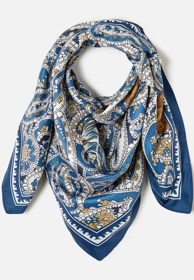 Damart - Omkeerbare sjaal met paisleyprint - Dames - Blauw - Taille Unique