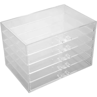 Boîte à bijoux en acrylique 5 tiroirs transparente anti-poussière amovible boîte de rangement organisateur pour boucles d'oreilles pour white