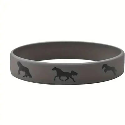 Elastische rubberen paarden armband grijs - armband - paard - sieraad - horse - manege - western - dressuur - grijs - dier