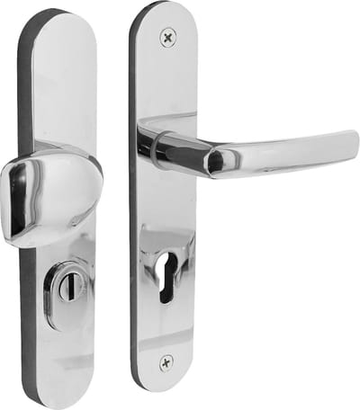 Intersteel Voordeurbeslag ovaal greep/kruk profielcilindergat 72 mm met kerntrekbeveiliging chroom