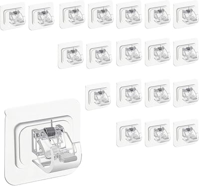 Set van 20 Zelfklevende Gordijnroede Beugels van ABS, Transparante Gordijnhaak voor Keuken en Badkamer, Ideaal voor Muurbevestiging en Decoratie
