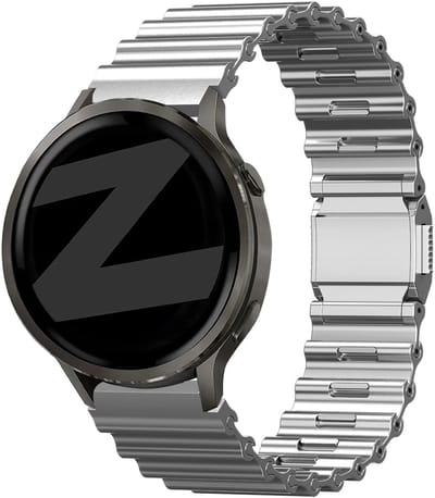 Bandz Premium Steel Strap Ocean universeel 22mm bandje - metalen horlogebandje geschikt voor verschillende Samsung, Huawei, Polar & Garmin - Zilver