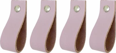 Handles and more - 4x Leren handgrepen - lusjes - Lila Paars - XS (12,6cm) - incl. 3 kleuren schroefjes (handgreepjes - leren greepjes - leren lusjes)