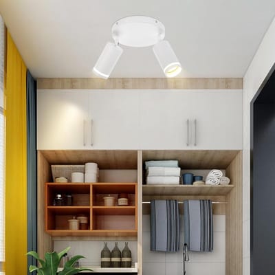 Glitzerlife - Plafondspot Plafondlamp - 2xGU10 fitting - Draaibaar en Kantelbaar - Opbouwspots - Metaal Mat Wit - Ø20cm - Modern voor Hal Keuken Woonkamer