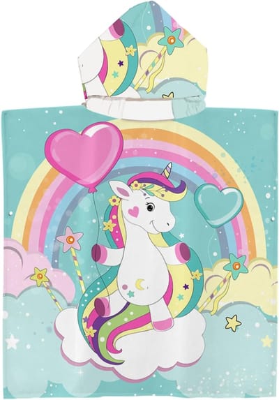 Unicorn Badponcho voor Kinderen - Badhanddoek met Capuchon voor Jongens en Meisjes - Ideaal voor Strand en Zwembad, 60 x 60 cm