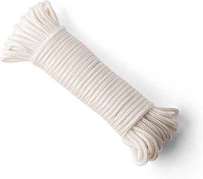 SNURO Gevlochten nylon Touw (6mm, 20M) - Slijtvast koord in sterke witte polyamide - Paracord koord - met zeer hoge breeksterktes
