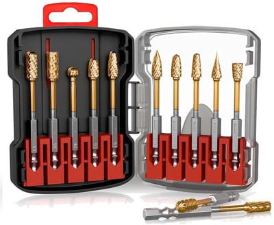 Freesset Hardmetaal - Metaalbewerking Tools - Precisie Graveren - 10 Delig Dubbele Snede - 6.35mm Schacht
