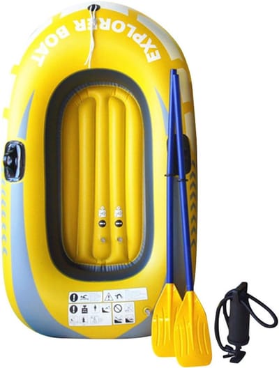 Opblaasbare Kajak - Rubberboot Watersport - Drijvende Outdoor Activiteit - Duurzaam PVC Materiaal - 150x90cm 1-2 Persoons - Geel