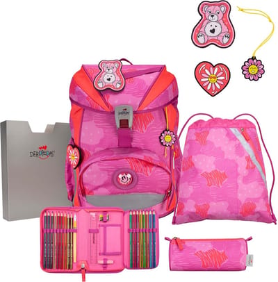 DerDieDas Schooltas ErgoFlex Schulranzenset 5-delig Roses Paars