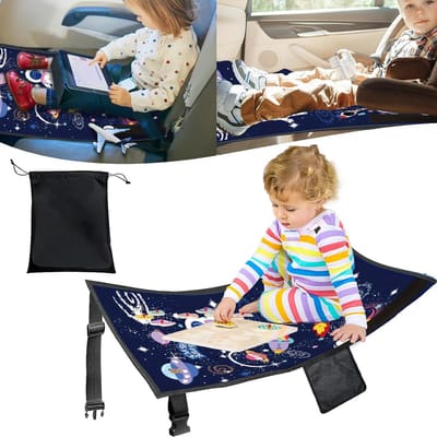 Kinder Zitverlenging - Vliegtuig Voetsteun - Comfortabel Reizen - Maakt Slaapplek - 77 x 44 cm - Blauw