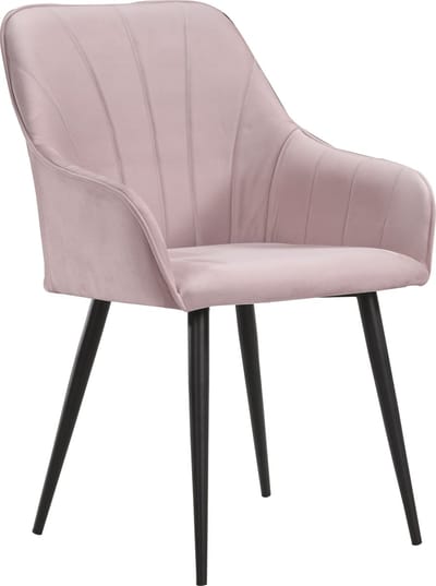 Soof&Tess - Set van 4 - Ferrara Eetkamerstoel - Roze - Fluweel - Velvet - Industrieel - Met armleuning - Easy Clean Stoffen - Hoge Kwaliteit