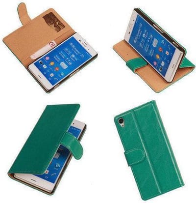 PU Leder Groen Hoesje Sony Xperia Z3 Book/Wallet Case/Cover