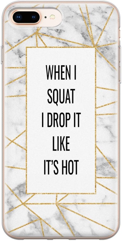 Leuke Telefoonhoesjes - Hoesje geschikt voor iPhone 8 Plus - Fitness quote squats - Soft case - TPU - Tekst - Grijs