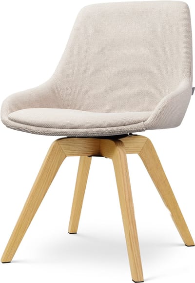 Nolon Noor-Isa draaibare Eetkamerstoel beige - houten onderstel - scandinavisch - stoffen zitting - stijlvol