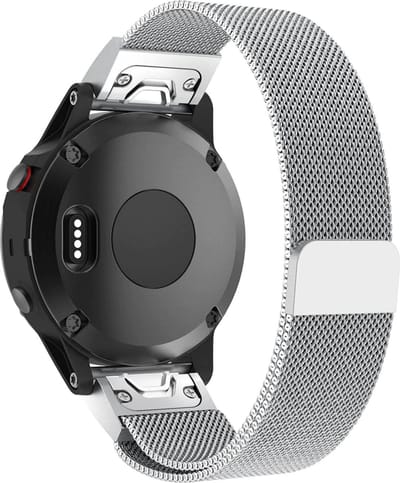 KELERINO. Milanees bandje geschikt voor Garmin Fenix 5 (Plus) 6 Pro / Sapphire / Forerunner 935/945 - Zilver