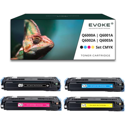 Evoke compatibele toner voor Hp Q6000A Q6001A Q6002A Q6003A 124A met chip 4X Cmyk: Zwart, Cyaan, Geel, Magenta 8500 pagina's Kleur Laserjet 1600 2600 2600N 2605 2605Dn 2605Dtn Cp2600; Cm1015 Cm1017