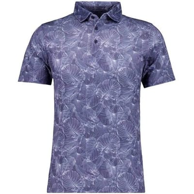 Ragman Polo Soft Knit Subtle Abstract Leaves Night Blue / male