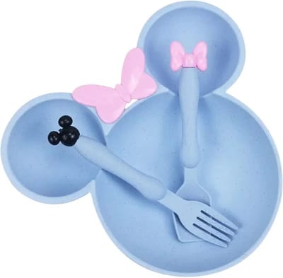 Baby servies -Baby bord - Baby bestek - baby vork - baby bestekset - Baby Servies Set - Baby Cadeau - Kinderservies set - Zuignap - Kinderbord- Kinderservies set- Blauw