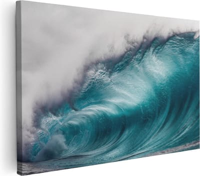 Artaza Canvas Schilderij Golf Zee - 90x60 cm - Wanddecoratie Zee - Muurdecoratie Strand - Schilderijen Op Canvas