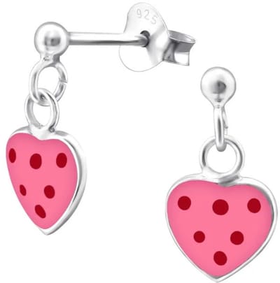 Aramat Jewels - Oorbellen - Zilveren hartjes met hangertje - Champagne