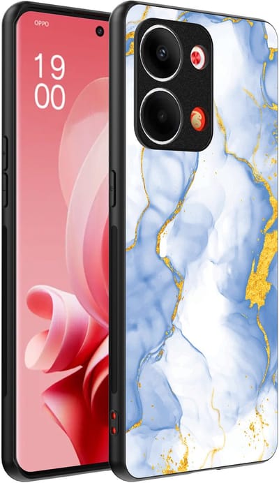 Smartphonica Telefoonhoesje Geschikt voor Oppo Reno 9 / 9 Pro met Lichtblauw Goud Marmer Opdruk - TPU Backcover Case Lightblue Gold Marble Design geschikt voor Oppo Reno 9;Oppo Reno 9 Pro
