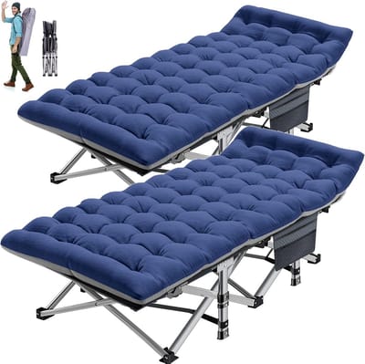 Opvouwbaar Campingbed voor Volwassenen en Kinderen - Dubbellaags 1200D Zwaar Uitgevoerd Gastenbed met Matras, Draagtas - Ideaal voor Thuis, Camping, Kantoor, Vakantie