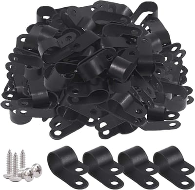 60 Stuks 1/2 Inch Zwarte Nylon Schroef Bevestigingsclips voor Kabels en Draden met 60 Schroeven voor een Nettere Kabelorganisatie