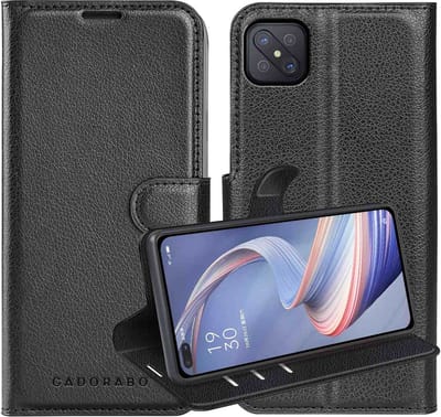 Cadorabo Hoesje geschikt voor Oppo A92s in PHANTOM ZWART - Beschermhoes met magnetische sluiting, standfunctie en kaartvakje Book Case Cover Etui