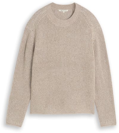 Tom Tailor Denim - Gebreide trui met relaxte pasvorm - Maat XXL - beige white mouline
