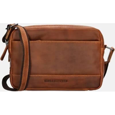 Hide & Stitches Japura Crossbody Schoudertas 100% Leder - Leren Dames Tas - Cognac