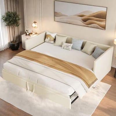 Verlengbare Sofa Bed 90/180 x 200 cm - 2-Zits Bank met Uitzetfunctie in Velours - Geen Matras Inclusief