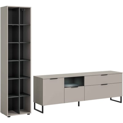 Noida woonkamercombinatie inclusief verlichting kasjmier NB zwart NB - 41x245x192cm
