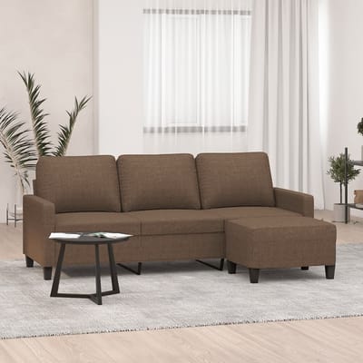 vidaXL - Driezitsbank - met - voetenbank - 180 - cm - stof - bruin