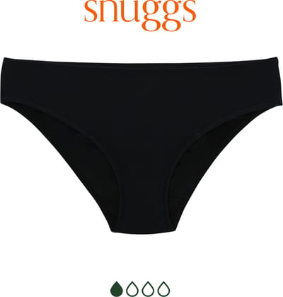 Snuggs Menstruatie Zwemkleding Lichte Absorptie Bikini Bottom Zwart Period Swimwear Zero Waste Maat M