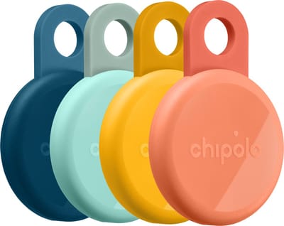 Chipolo LOOP – Bluetooth Tracker & KeyFinder – Oplaadbaar & Waterdicht - Compatibel met Apple Find My & Google Find Hub – 125 dB – Coral, Navy, Honey & Mint - 4 Pack