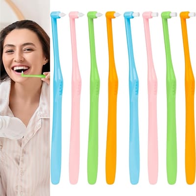 Set van 8 Zachte Tandenborstels met Tandzijde, Ideaal voor Gevoelige Tandvlees en Diepe Reiniging, Perfect voor Mondverzorging en Tandheelkundige Hygiëne