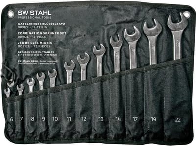 SW-Stahl 00912L ringsteeksleutelset 6-22 mm, 12-delig I ringsleutel I dubbelsleutel I ringsleutelset I steeksleutel I ringsleutel