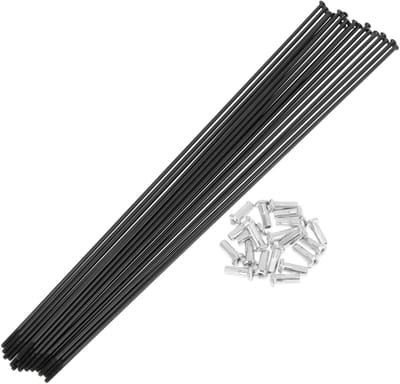 Dailygoods - 20 Set 14G Straight Pull Fiets Spaken 225mm Rechte Pull Fiets Wiel Spaken Carbon Staal Zwart